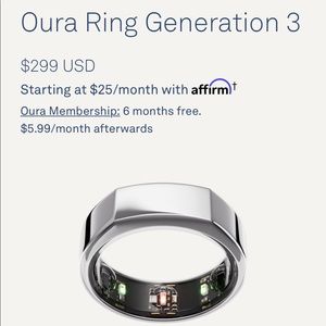 Oura Ring GEN 3 Silver SZ 8 barely worn